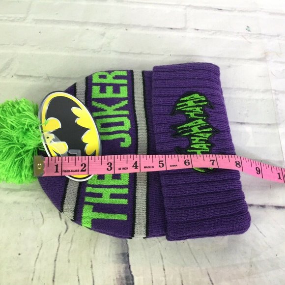 DC Comics The Joker Batman Logo Knit Beanie Hat - Picture 7 of 7